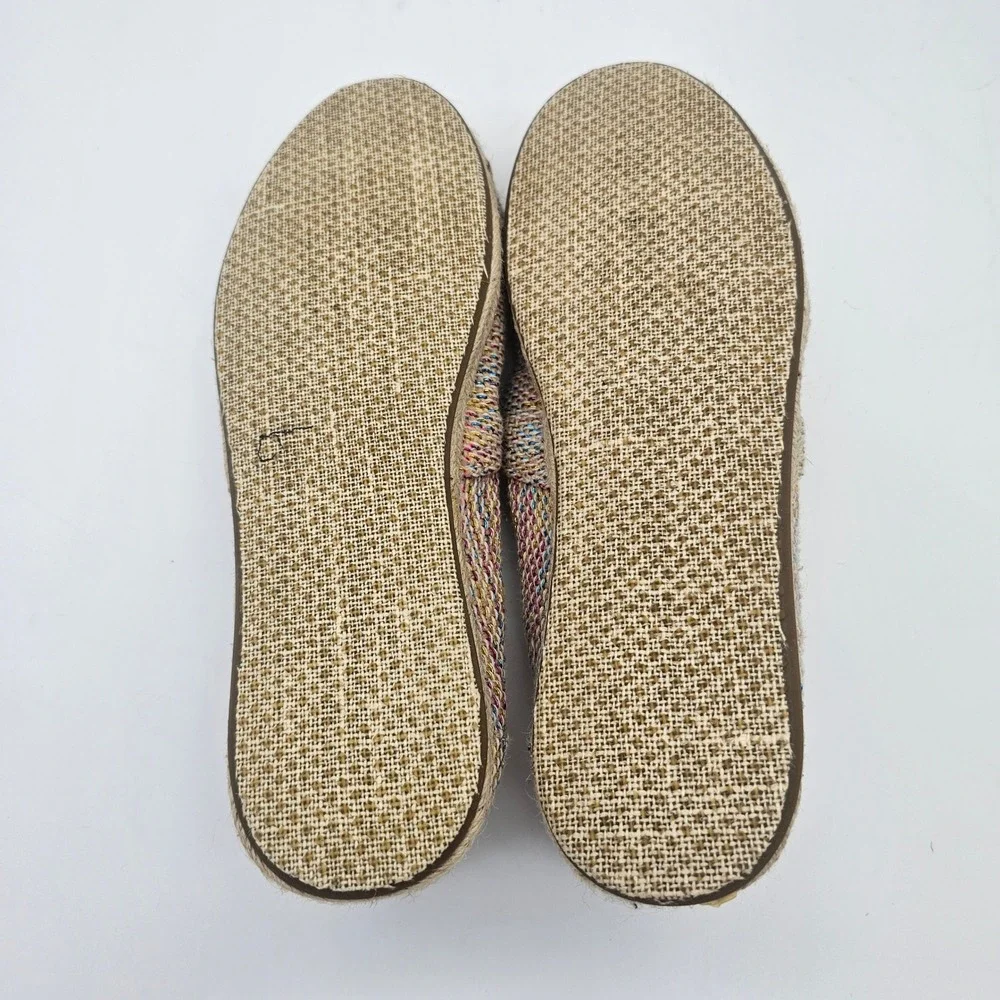 TOMS Alpargata Slip On Shoes Womens 10 Multi Color Woven Boho Retro Espadrille